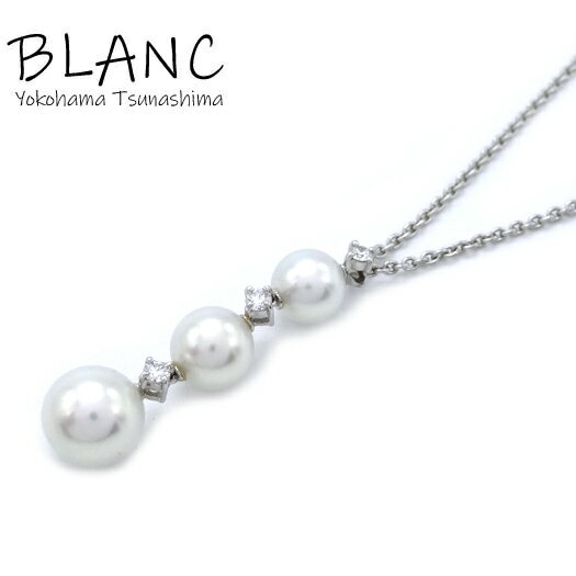 ミキモト パール ダイヤ ネックレス 42cm K18 ホワイトゴールド WG 真珠:5.8mm 6.3mm 7.3mm ジュエリー MIKIMOTO 横浜BLANC【中古】のサムネイル