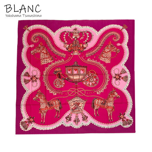 【中古】エルメス カレ 140 パプロ—ル カレジェアン カシミヤ シルク ピンク 大判ストール ショール マフラー 横浜BLANCのサムネイル