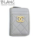 シャネル ジップコインパース フラグメントケース キャビアスキン グレー ゴールド金具 AP2966 CHANEL 横浜BLANC【中古】