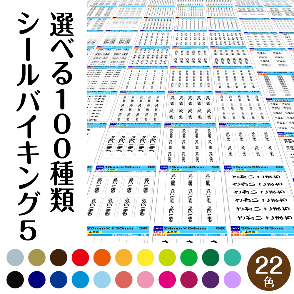 最短 当日発送 お名前シール 入園 算数セット ラベルバイキング 100種類 22色 5枚 介護 入学 おなまえシール 特大 入学準備 漢字 ひら..