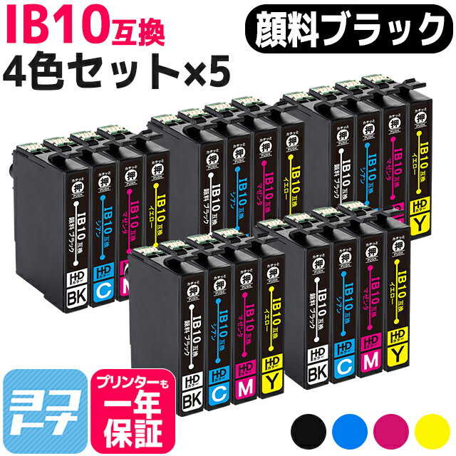  IB10 エプソン カードケース 顔料ブラック 4色×5セット互換インクカートリッジ 内容：IB10KA-PG IB10CA IB10MA IB10YA 対応機種：EW-M530F 送料無料