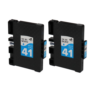 【顔料/Mサイズ】 GC41C リコー(RICOH) SGカートリッジ シアン×2セット互換インクカートリッジ 内容:GC41C 対応機種:RICOH SG 3200 / SG 2200 / SG 3100KE / SG 3120SF / SG 3120B SF / IPSiO SG 7100 / SG 3100 / SG 2100 / SG 2010L / SG 3100SF / SG 7200