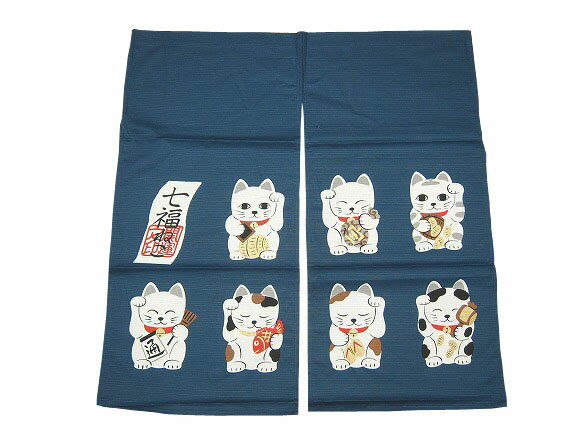 招き猫のれん 七福ねこ 開運のれん