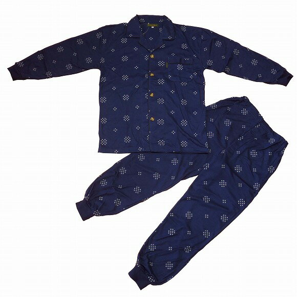 在庫1枚　ブラウンベア長袖紳士パジャマ(M) (冬)　ネイビー