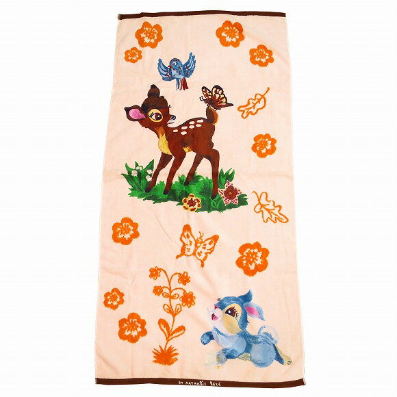 バンビ  小さいサイズのバスタオル ブルー系 柄おまかせ