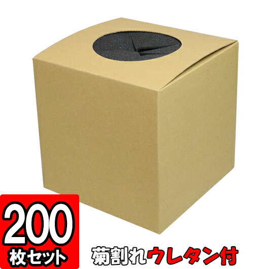 抽選箱(丸穴タイプ／菊割れウレタン付)【クラフト】 200枚セット 【抽選ボックス クラフト ダンボール 段ボール くじ引き 抽選 景品 抽選会 イベント】