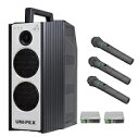 ユニペックス 【UNI-PEX】 CD・SD付防滴形ハイパワーワイヤレスアンプ+防滴形ワイヤレスマイク(3本)+ワイヤレスチューナーユニット(2台)(WA-37...