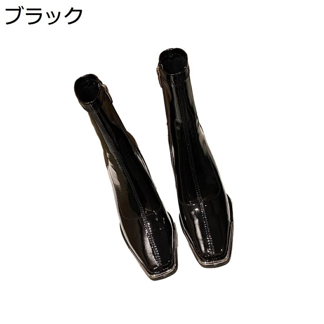 【20%OFFクーポン】ショートブーティー レディース ブーツ シンプル 軽量 7cmヒール スクエアトゥ 歩きやすい 秋冬ブーツ サイドジッパー きれいめ ファッション ウルトラファイバ カジュアル ビジネス 通勤オフィス