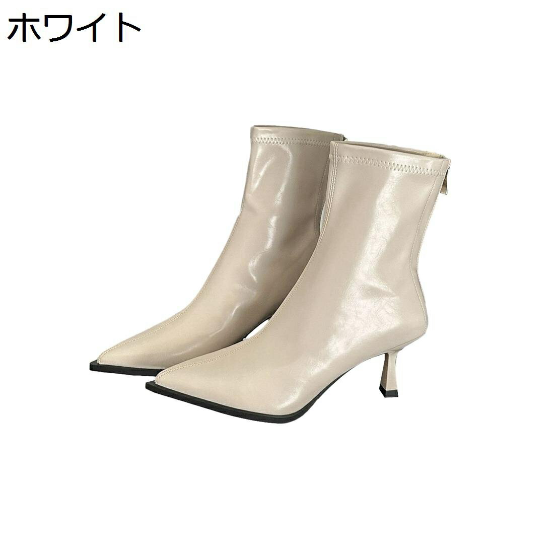 【20%OFFクーポン】ショートブーティー 秋冬ブーツ PU レディース ヒール5cm ポインテッドトゥ ピンヒ..