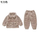 【20%OFFクーポン~】キッズ パジャマ 秋冬 フランネル 襟付き 寝間着 子供用 女の子 ガールズ 無地 裏起毛 2点セット トップス+ズボン ウェストゴム 保温 防寒 ふわふわ ゆったり もこもこ 肌に優しい 暖かい 部屋着 ナイトウェア