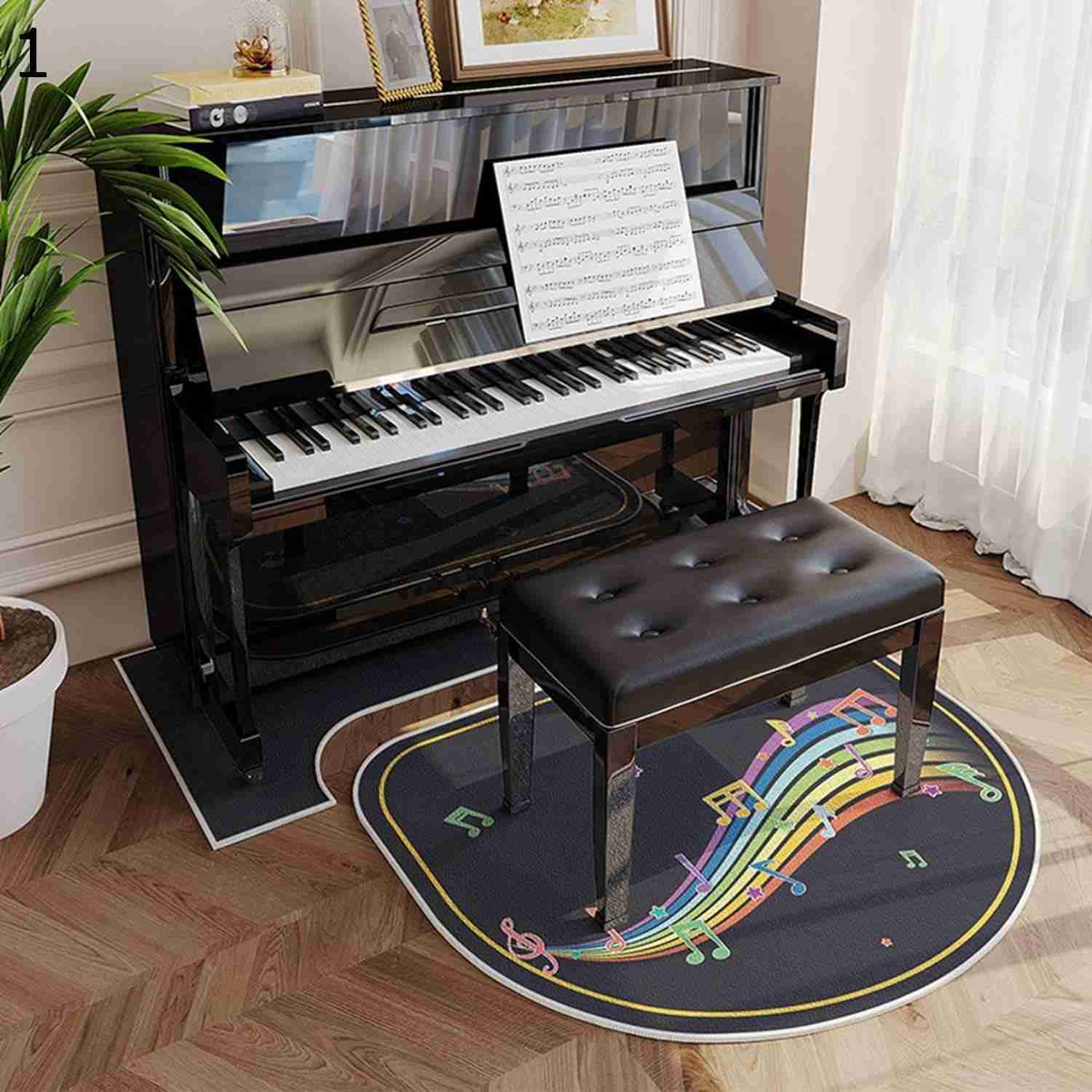 【20%OFFクーポン〜】電子ピアノ 専用マット 防音対策マット ピアノ鍵柄 モダン 異型 チェア/フロアマ..