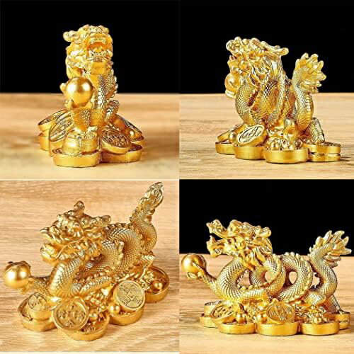 【20%OFFクーポン〜】龍の置物 風水 五本爪 龍神 昇運金龍 商売繁盛 金運アップ 風水グッズ 開運グッズ 縁起物 置物 干支 龍 金龍 玄関の 置き物 ト 開運祈願 おもちゃ 風水龍脈ツアー プレゼント 3種セット (8cm*4.5cm*5cm) きんうんお守り 小物 合格祝い