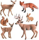 【20%OFFクーポン~】6個 森の動物 森の生き物の置物 鹿ウサギ 家族の置物 おもちゃ