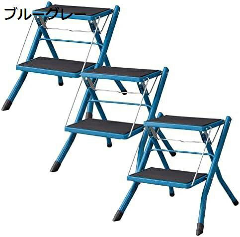 【20%OFFクーポン〜】ステップ台 ステップスツール 折りたたみ 踏み台 2段 ブルー