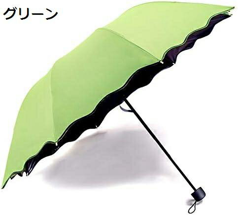 水に濡れると柄が出る 傘 【10%OFFクーポン】晴雨兼用傘 レディース 日傘 雨に濡れると桜柄が浮き出る傘 浮き桜 雨傘 折りたたみ傘 きれいめ グリーン