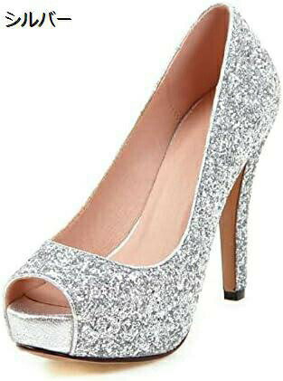 【20%OFFクーポン〜】パンプス 痛くない 厚底 ハイヒール 太ヒール パンプス 結婚式 OL 通勤用 厚底パンプス グリッター パンプス オープントゥ ヒール12cm キラキラ ヒール パンプス 結婚式 美脚パンプス フォーマル オフィス