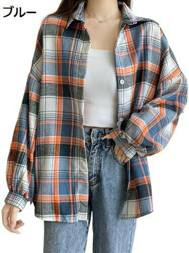 【20%OFFクーポン】カーディガン レディース チェック柄 シャツ ブラウス 長袖 トップス 前開き クルーネック カジュアル 外穿け 体型カバー 女性 お洒落 大人 着回し 薄手 通気 通学 春 通勤 秋 復古 上着