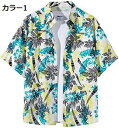 【20%OFFクーポン】アロハシャツ メンズ 半袖シャツ 花柄 トップス 開襟 夏服 おしゃれ ハワイ風 ゆったり 通気 薄手 日焼け止め 柔らか ビーチ リゾート 夏祭り ハワイアンシャツ 花火大会 カジュアル