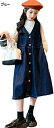 【20%OFFクーポン~】ロングワンピース 女の子 子供服 サロペットスカート サロペットワンピース ガールズ 2点セットアップ キッズ ジュニア服 女児 デニムワンピース 春秋 洋服 韓国風 通学 発表会 普段着 カジュアル 可愛い ゆったり 通園