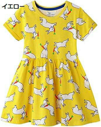 【20%OFFクーポン】ワンピース ガールズ 幼児 ガールドレス アニマル 夏 コットンプリント 半袖 Tシャ..