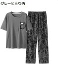 【20%OFFクーポン~】パジャマ 大きいサイズ メンズ ルームウェア 上下セット 半袖 Tシャツ 長ズボン 部屋着 チェック柄 ストライプ 春夏 ナイトウェア 男性 紳士 寝間着 寝巻き 家着 ゆたり シンプル 通気