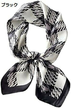 【20%OFFクーポン～】スカーフ 風 正方形 70*70cm チェック柄 千鳥 制服 手巻き仕上げ おしゃれ ヘッドバンド 髪飾り ネッカチーフ バッグ飾り 小物 カジュアル UVカット レディーズ プレゼント 通勤