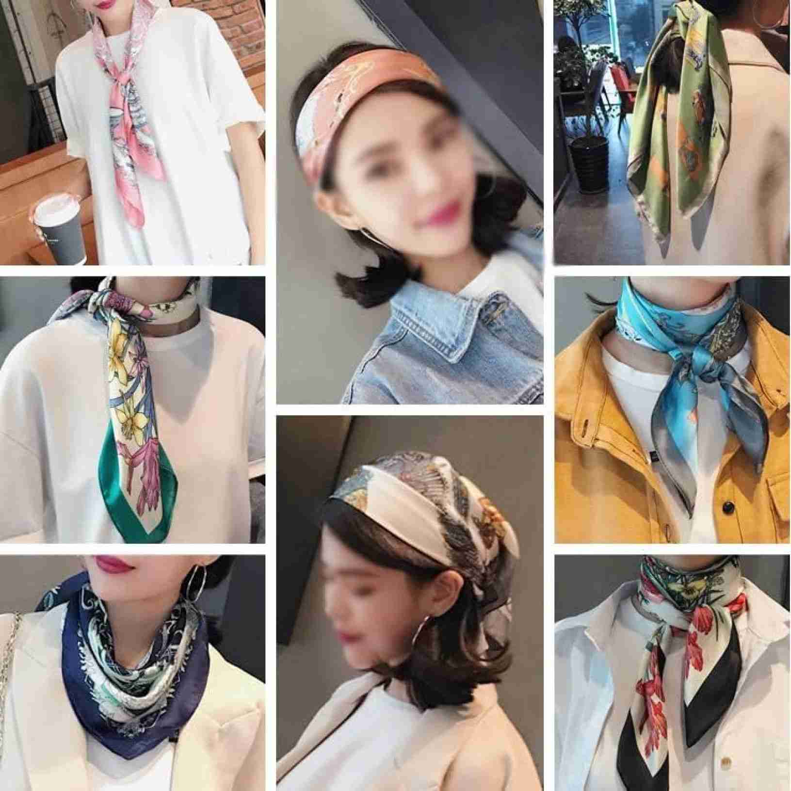 【20%OFFクーポン〜】エレガントな女性のショール、ファッション スクエア ネック ヘッド スカーフ パッチワーク フローラル ストライプ パターン スカーフ スカーフ (Color : Purple, Size 70x70cm) :