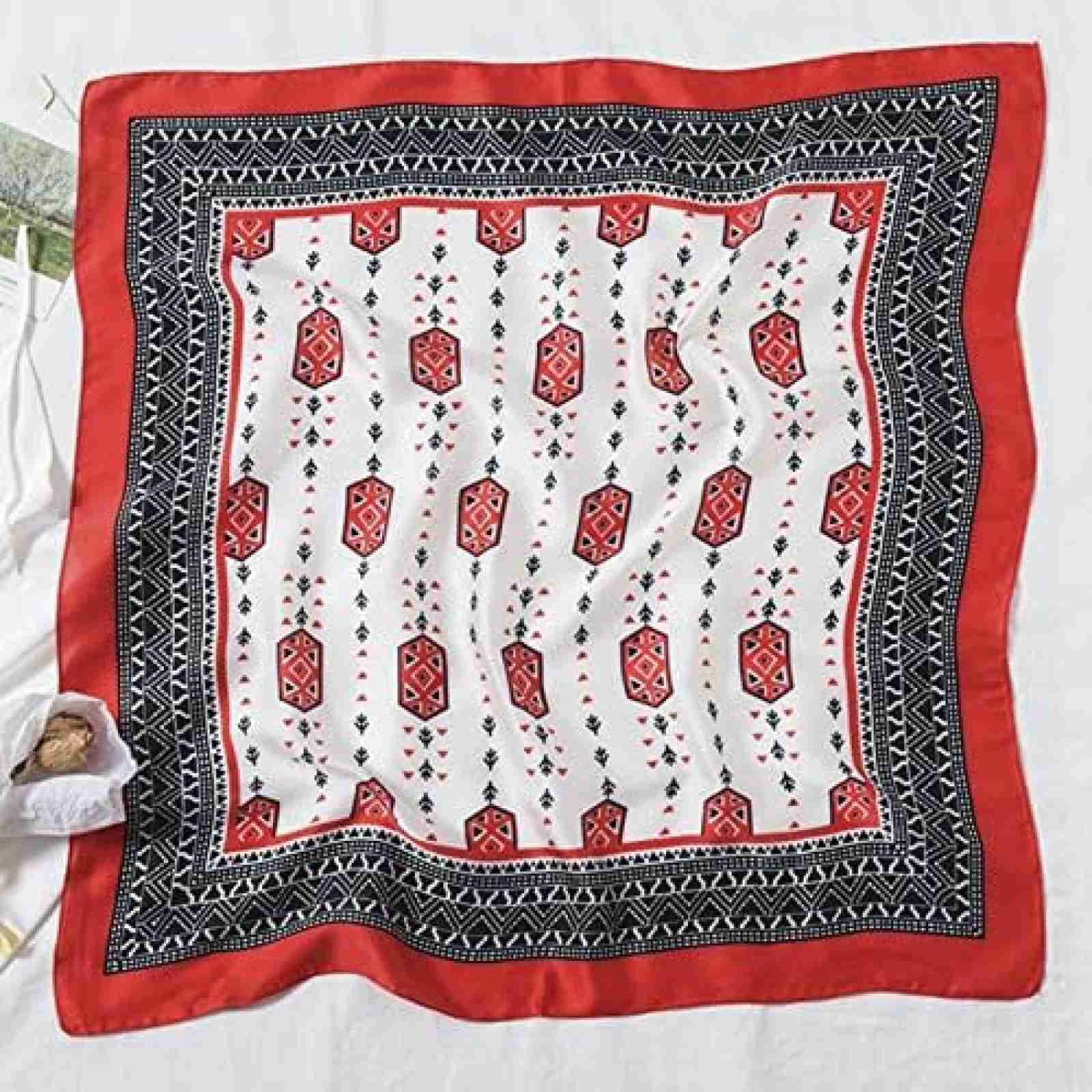 【20%OFFクーポン〜】スカーフ　レディース　70*70cm　正方形　手触り良い　レトロ　ネッカチーフ　スクエアスカーフ　巻き方　制服用　オフィス　お洒落　頭飾り　髪の包帯　通勤用　旅行　贈り物　プレゼント　レッド　イエロー　カーキ　グリーン　ブルー