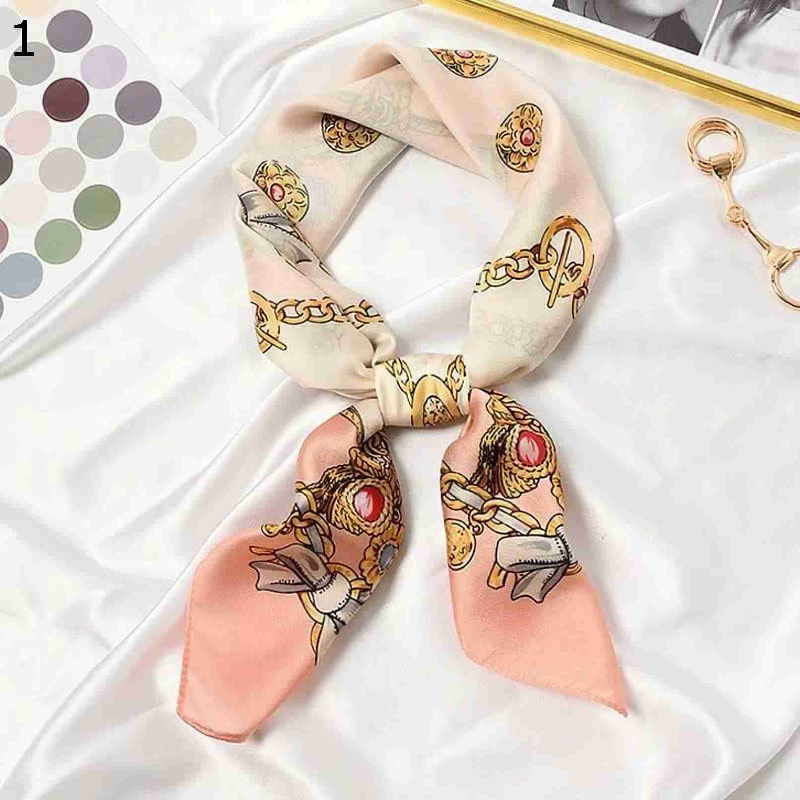 【20%OFFクーポン〜】かわいい漫画の春の女性のスカーフ、プリントコミックラップヘアリボン多彩な秋ス..