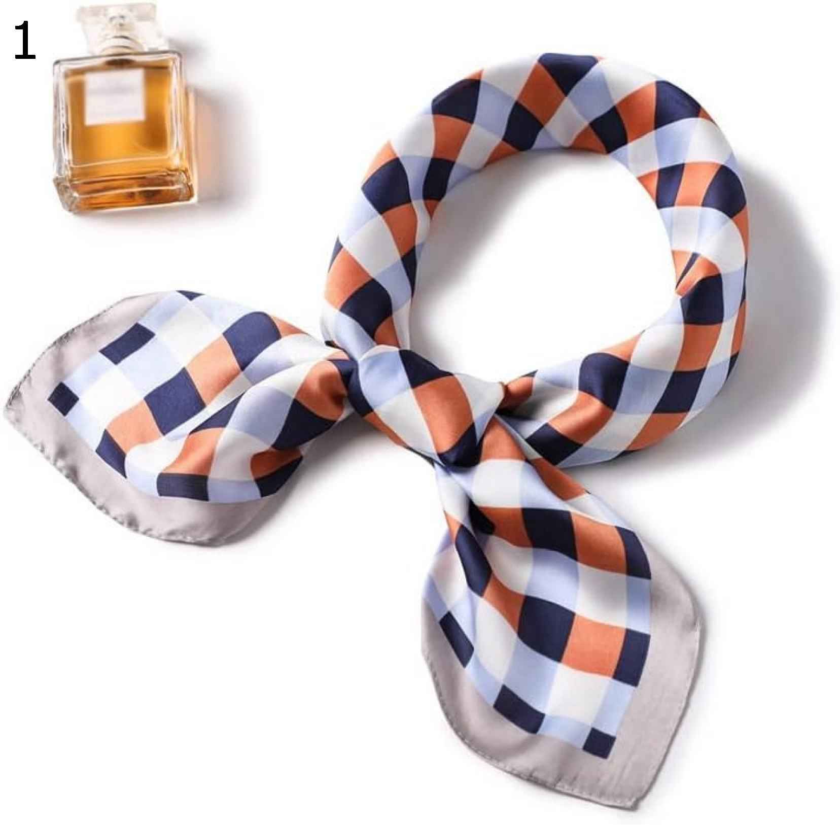【20%OFFクーポン～】サテン レディース スクエア スカーフ、バッグ アクセサリー ハンカチ レディース ラップ チェック柄 ヘッド スカーフ ショール スカーフ : : Size Orange, (Color 70x70cm)
