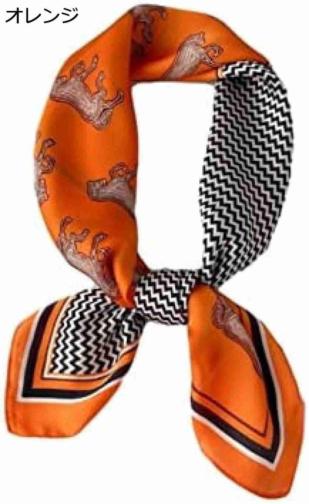 【20%OFFクーポン〜】スカーフ 風 正方形 70*70cm 馬 水波紋 手巻き仕上げ おしゃれ ヘアバンド 髪飾り..