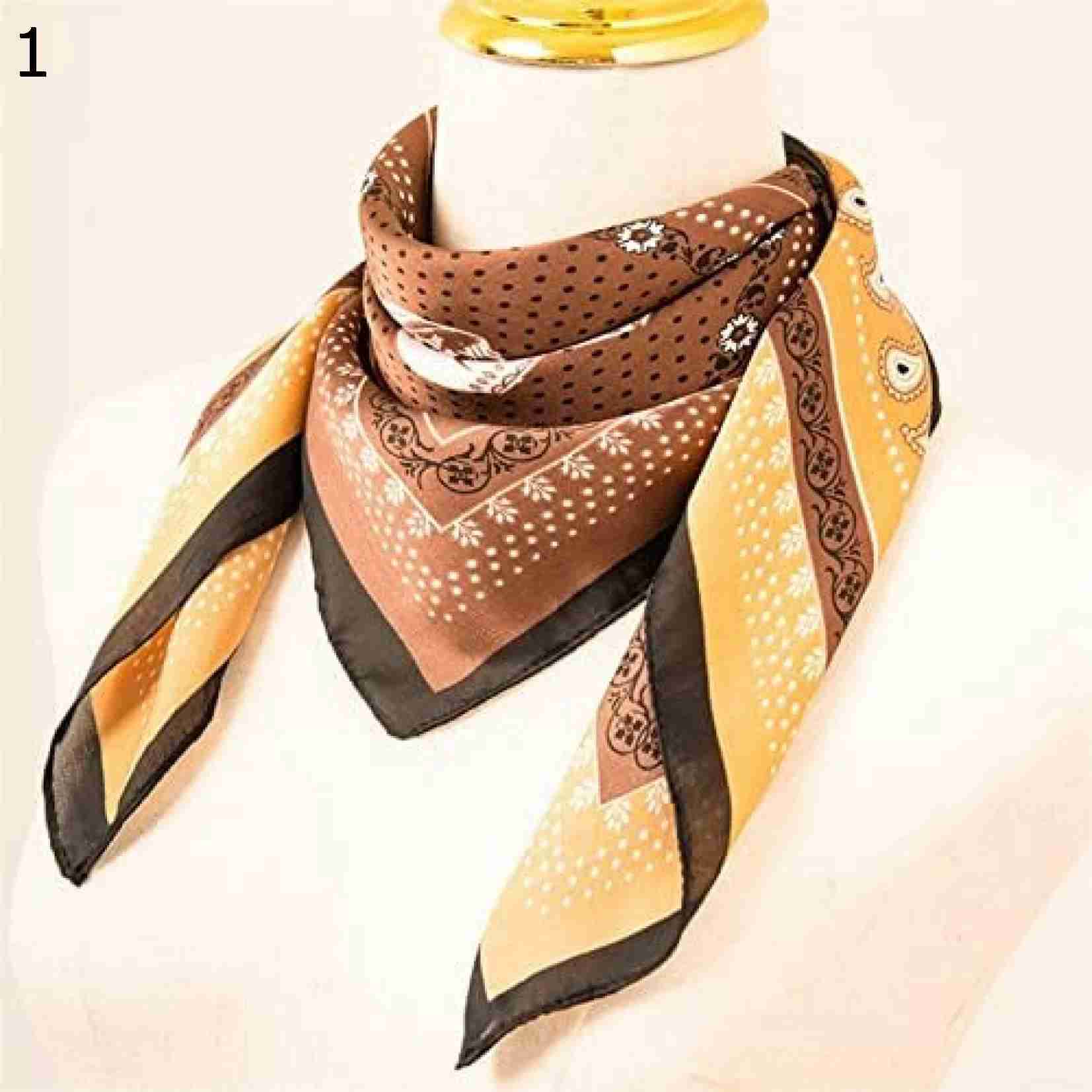 【20%OFFクーポン～】女性のスカーフ、70cmの夏のシミュレートされたプリントスカーフ甘い小さな正方形のスカーフDIYの生産 スカーフ (Color : Curry, Size : 70x70CM)