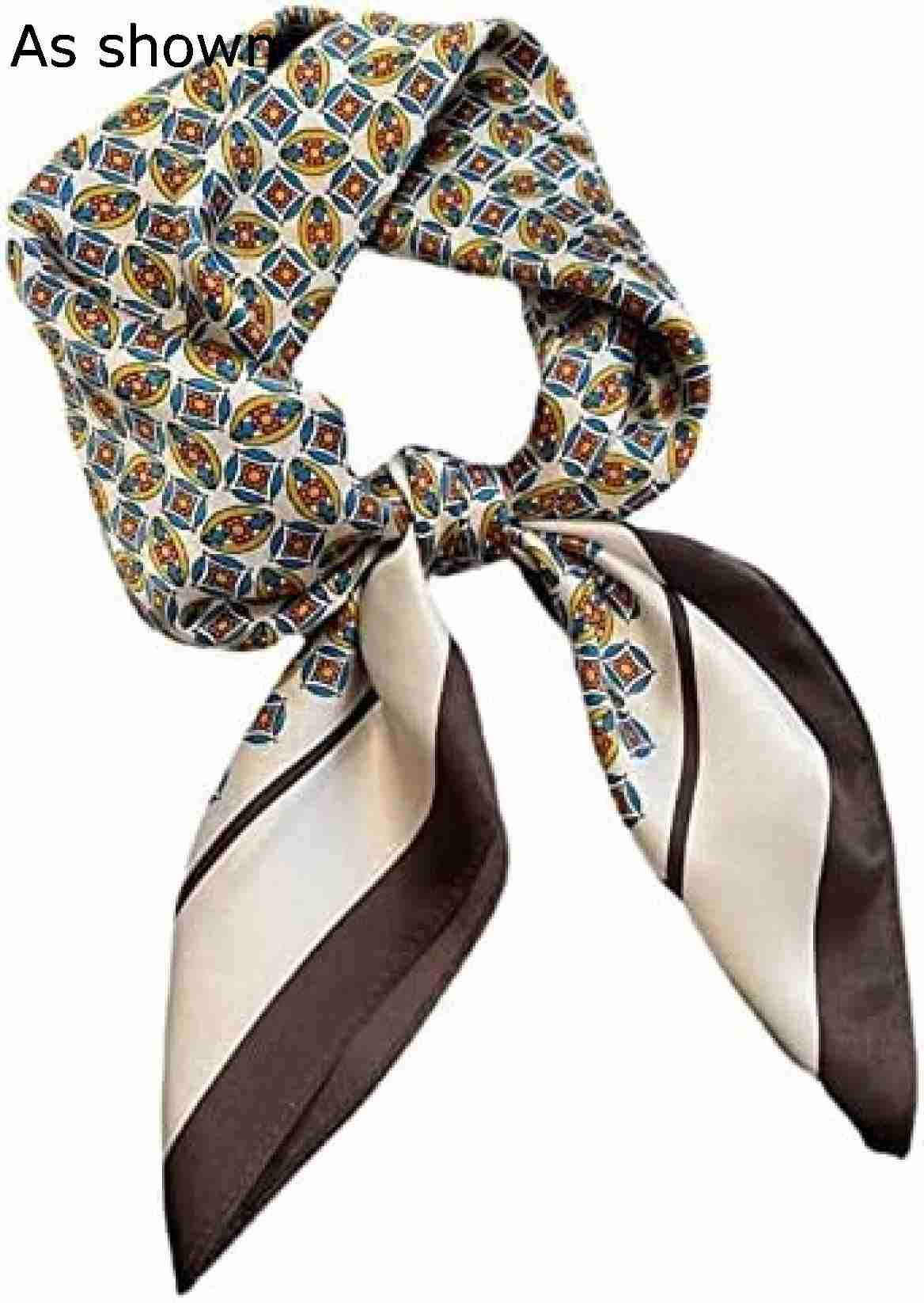 【20%OFFクーポン〜】スカーフ 春の花柄スカーフおしゃれで上品な飾りスクエアスカーフカレー70cmネッ..