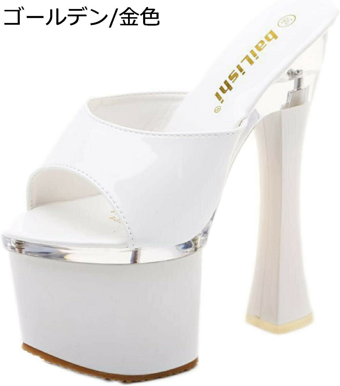 楽天Yokos【20％OFFクーポン〜】厚底クリアミュール サンダル レディース ハイヒール キャバ サンダル 透明 靴 レディース シューズ 前厚薔薇入りサンダル 美脚18cmヒール シルバー イベント 仮装 女装 男装 コスプレ 前厚 ヒール8cm