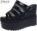 【20%OFFクーポン~】サンダル レディース ウェッジソール 厚底 ストラップサンダル コンフォート クッション スパンコール ストーム付き 春 夏 ミュール つっかけ 歩きやすい 幅広 11CMヒール おしゃれ 痛くない 疲れない ウェッジスリッパ 海辺