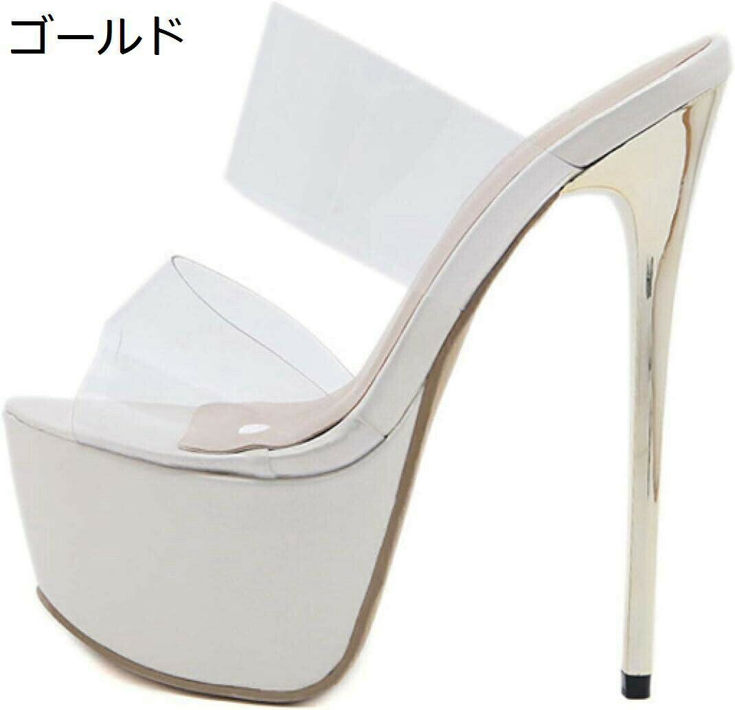 【20%OFFクーポン〜】[LSDZW] 超ハイヒール ミュール キャバ サンダル レディース 16cmヒール ダブルベルト クリアサンダル ピンヒール パーティー シューズ 脚長 美脚 厚底 ミュール 歩きやすい ポールダンス ミュール セクシー 披露宴 イベント キャバクラ