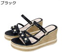 【20%OFFクーポン〜】ミュール レディース サンダル ヒール 厚底 歩きやすい ストラップ ウェッジソール お花 2way ベルト サマーサンダル リゾート...