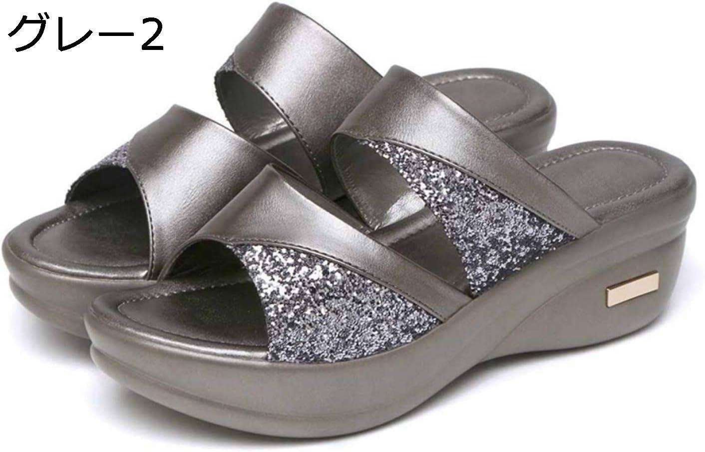 【20%OFFクーポン〜】大きいサイズ サンダル コンフォートサンダル レディース オフィス 厚底サンダル 健康サンダル 軽量 大人可愛い ウェッジソール ウエッジソール 疲れない 歩きやすい 履きやすい おしゃれ 素足 痛くない 旅行 サンダル グレー ゴールドのサムネイル