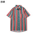 【20%OFFクーポン】半袖シャツ メンズ 夏服 ストライプ 柄シャツ ゆったり おしゃれ 通気 吸汗 速乾 軽量 柔らか リゾート ストリート 普段着 男性用 トップス カジュアルシャツ ハワイアンシャツ