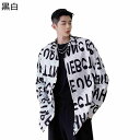 【20%OFFクーポン】韓国 柄シャツ 長袖シャツ メンズ 黒白 ストライプ 英字柄 春秋 薄手 かっこいい ファッション カジュアル プリントシャツ 着回し アロハ風 トップス お出かけ 通学 旅行 ビーチ お祭り 大きめ アウター トップス