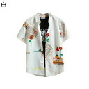 【20%OFFクーポン】夏服 半袖 シャツ メンズ カジュアルシャツ ローズ花柄シャツ ハワイ風 ワイシャツ 開襟 男性 通気速乾 薄手 おしゃれ かっこいい ストリート 学生 青少年 部屋着 普段着 レジャー リゾート 通勤通学