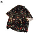 【20%OFFクーポン】アロハシャツ メンズ レディース 半袖 夏服 キューバシャツ 花柄シャツ 開襟 軽量 通気速乾 ゆったり おしゃれ フラミンゴ柄 リゾート風 ノーアイロン カップル 普段着 部屋着 ドライブ ビーチシャツ 春夏五分袖シャツ
