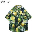 【20%OFFクーポン】アロハシャツ メンズ ビーチシャツ 春夏 半袖 五分袖 開襟 レモン柄 通気速乾 薄手 柔らかい 爽やか ゆったり おしゃれ カジュアル...