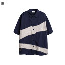 【20%OFFクーポン】シャツ メンズ レディース 半袖 カジュアル 春夏 開襟 五分袖 綿 パッチワーク 日系 通気吸湿 耐久 肌に優しい ゆったり お洒落 ...