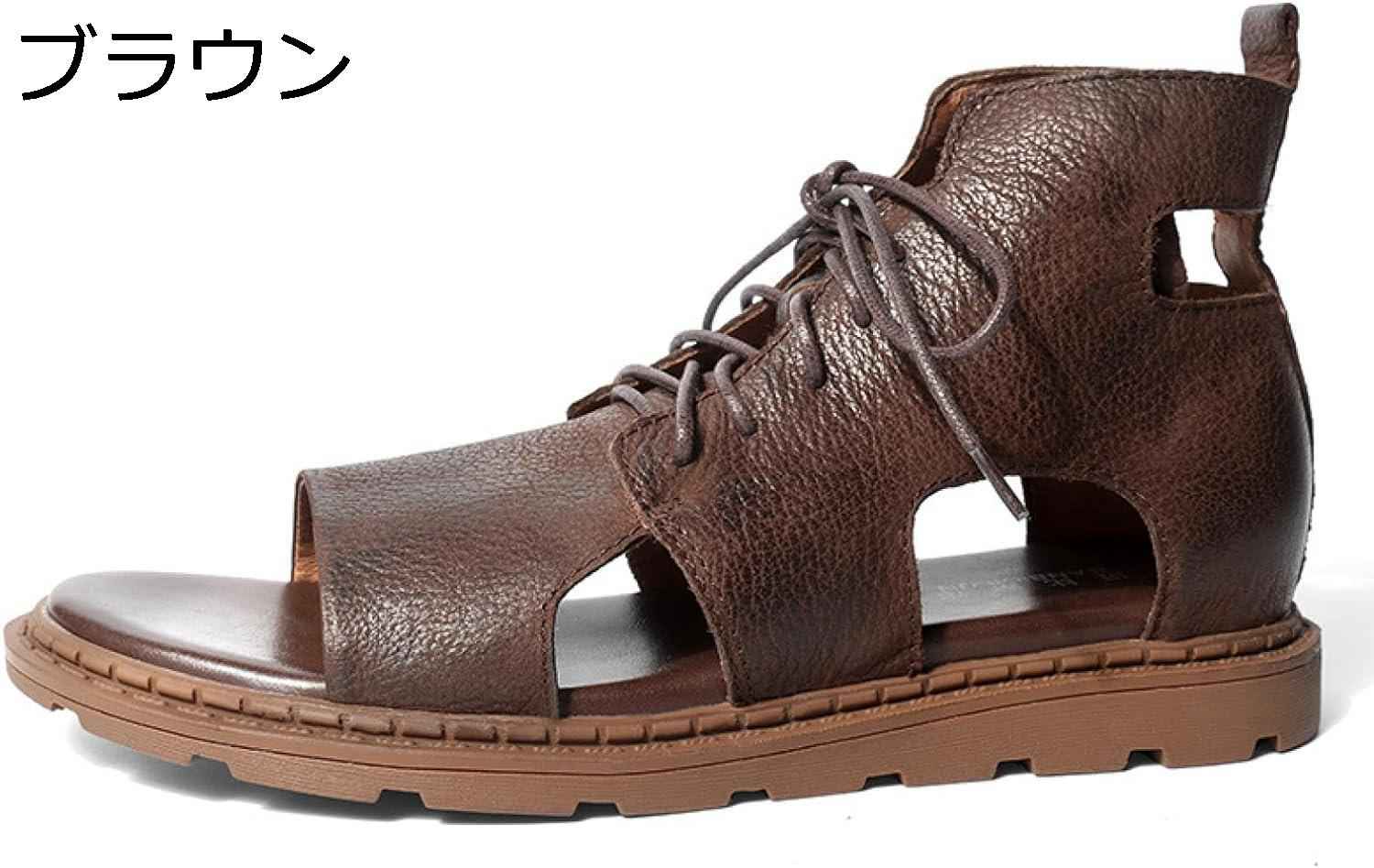 【20%OFFクーポン〜】サンダル ビジネスサンダル 夏用 メンズ レザーサンダル レースアップ グラディエーター 防臭性 手作り 滑り止め 撥水性 蒸れない コンフォートサンダル 紳士用 屋外 外履き 室内 旅行 カジュアル