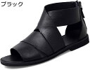 【20%OFFクーポン〜】革サンダル ビーチサンダル メンズ オフィスサンダル 夏 バックジップ クロスストラップ ローマ風 防滑 通気性 痛くない 消臭 歩き...