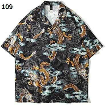【20%OFFクーポン】アロハシャツ メンズ レトロ 半袖シャツ 夏服 トップス カジュアル 開襟シャツ おしゃれ 龍柄シャツ ビッグシルエット かっこいい 薄手 UVカット 夏祭り リゾート ビーチシャツ M～2XL 普段着 柔らか 花火大会