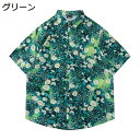 【20%OFFクーポン】アロハシャツ メンズ 半袖 花柄 おしゃれ カジュアル ビーチシャツ 薄手 総柄 夏服 大きいサイズ トロピカル 海水浴 男女兼用 ゆったり 半袖シャツ 花柄シャツ 開襟シャツ ugQ-150 グリーン M~3L(4)