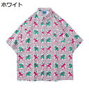 【20%OFFクーポン】アロハシャツ メンズ 半袖 夏服 おしゃれ 大きいサイズ 花柄 総柄 カジュアル ビーチシャツ 薄手 トロピカル 海水浴 男女兼用 ゆったり 半袖シャツ 花柄シャツ 開襟シャツ ugQ-310 ホワイト ブラック M~3L