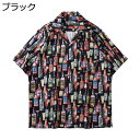 【20%OFFクーポン】アロハシャツ メンズ 半袖 大きいサイズ ゆったり おしゃれ 夏服 カジュアル ビーチシャツ 総柄 薄手 トロピカル ハワイ風 海水浴 男女兼用 半袖シャツ 花柄シャツ 開襟シャツ ugQ-364 ブラック M~3L(4)